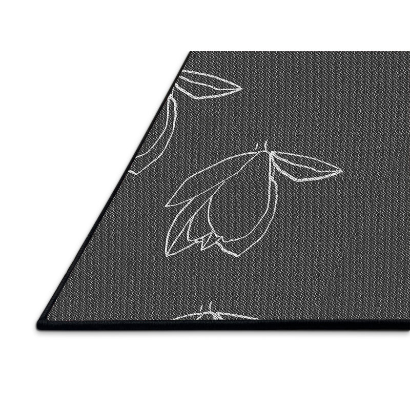 Tissé à la machine à partir de laine et de polyester gris foncé Tapis décoratif, Rectangle 3 pi x 5 pi