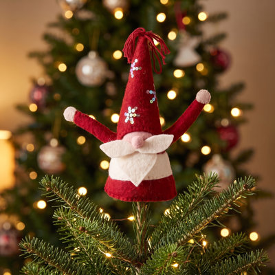 Handmade Christmas Gnome Tree Topper in Hand Felted Wool