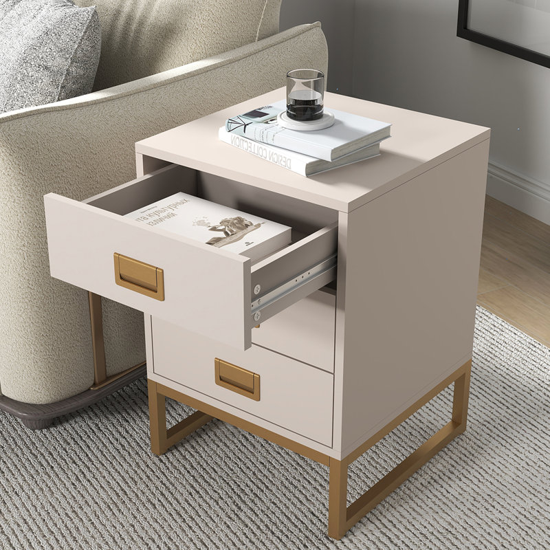 40cm W Metal Bedside Table