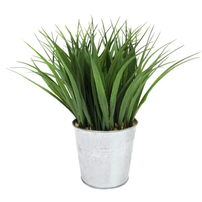 9'' Faux Grass in Metal Pot