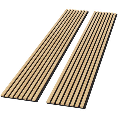 Panneaux muraux en bois insonorisés 94,49 po x 12,6 po, panneaux muraux à lattes de bois pour décoration murale