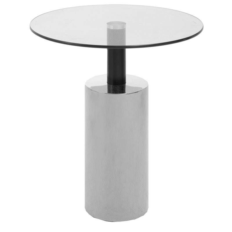 Bhodi Glass Top End Table, Silver