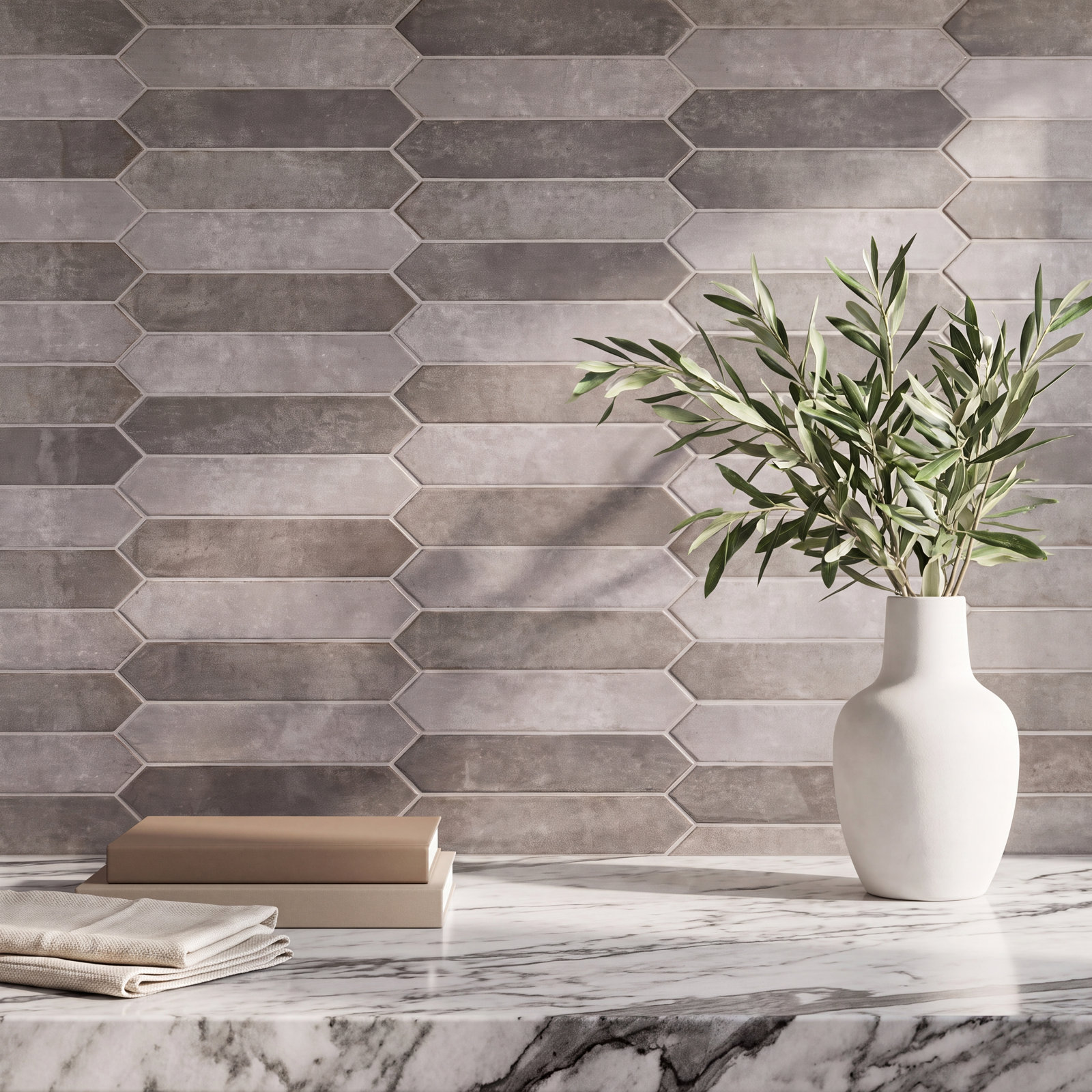Renzo Ceramic Picket Wall Tile, Storm