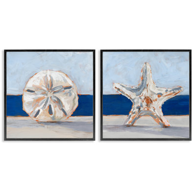 Sea Life Starfish Seashell Painting Beach Marine Animal by Ethan Harper - 2 Piece Painting Set