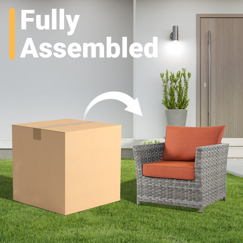Cassville 8 - Person No Assembly Required Outdoor Conversation Set, Patio Wicker Sectional Seating Group with Cushions, All Weather Sofa Set with Optional Fire Pit Table for Garden Backyard