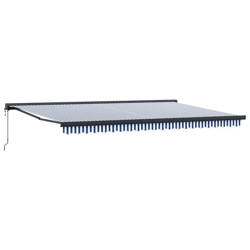 Ebern Designs Fabric Cover Retractable Patio Awning, 500cm H x 300cm W, Blue;White/Black Striped