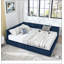 Cadre de lit capitonné en velours Queen Size avec rangement et dossier confortable, idéal pour la chambre et le salon
