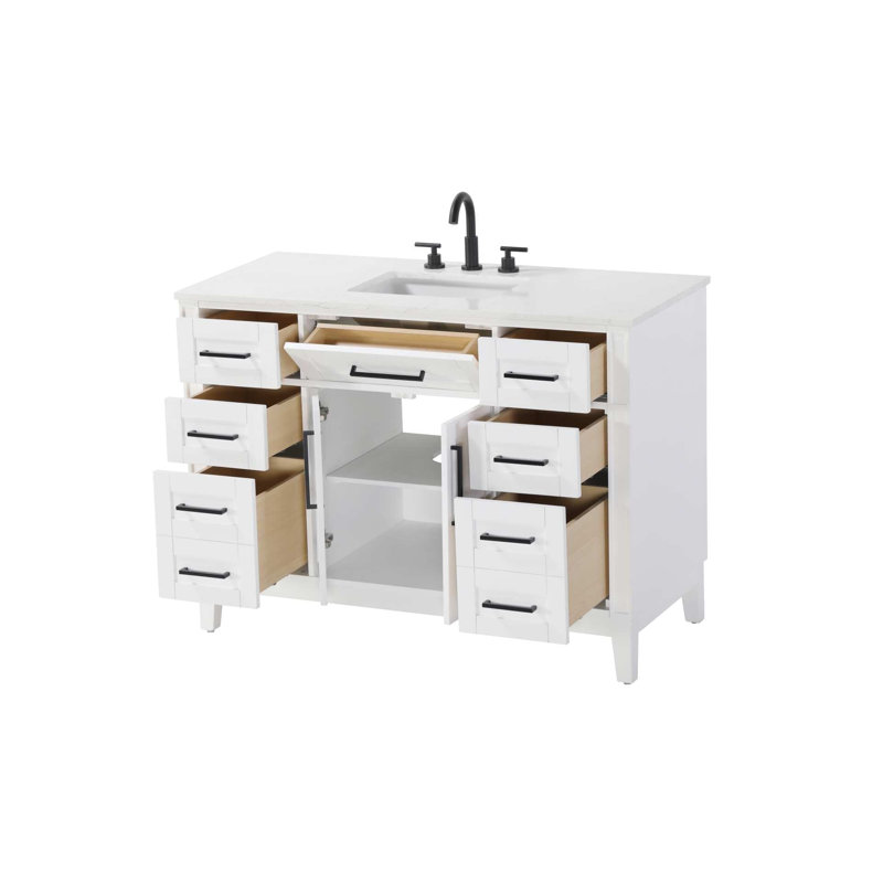 Meuble-lavabo simple 48 po blanc miel, Blanc, 48"