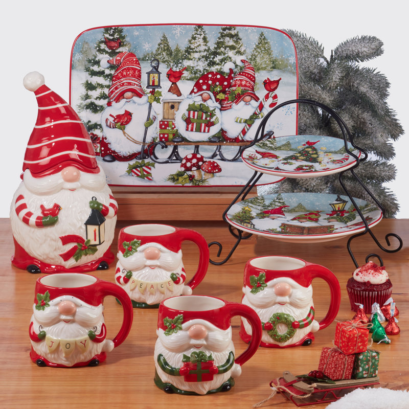 Christmas Gnomes Rectangular Platter 14 X 10