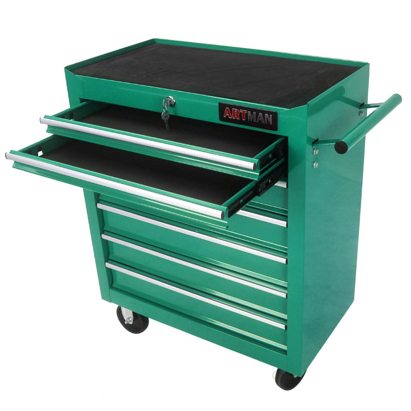 Chariot à outils 7 roulettes multifonctionnel avec roulettes, Vert