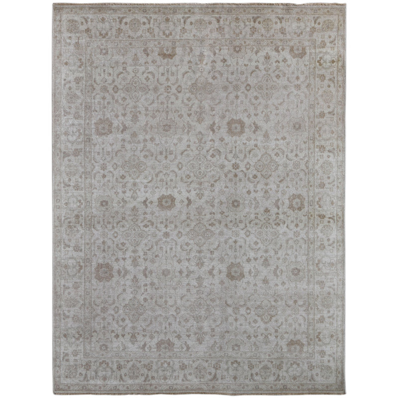 Ainsley Hand-Knotted Beige 2'x3' Rug, Rectangle 6' x 9'