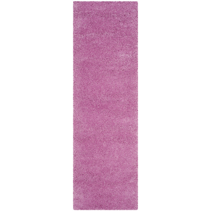 Tapis performance à poil long de couleur unie Vandoren, Pink, Tapis de couloir 2 pi 3 po x 7 pi