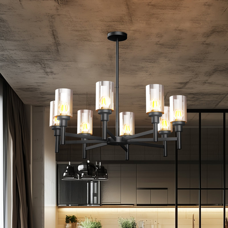 Chandelier with Glass Accents, 80cm, 4800 Lumens, 8 Lights