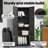 vidaXL Wooden Garden Storage Cabinet, Durable Poly Rattan, Water-Resistant, 4 Compartments, Outdoor Storage Cabinet, Powder-Coated Steel Frame, Solid Acacia Wood Knobs, 23.2"x15.7"x70.9", Black-88344689