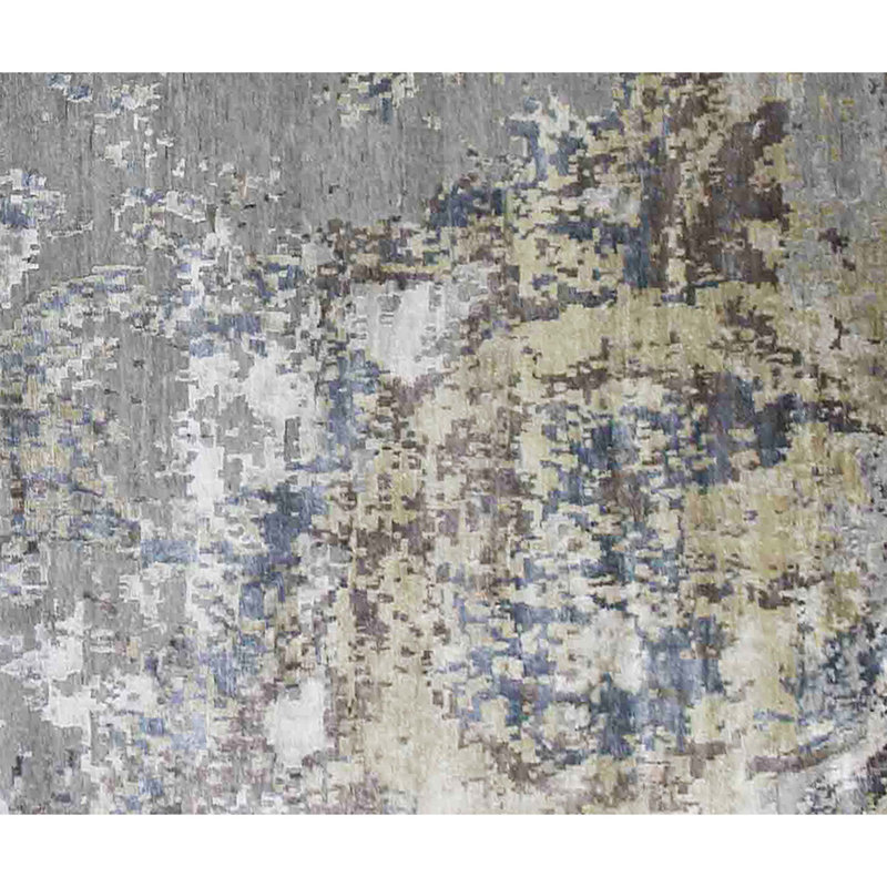 Hand Woven Silk and Wool Abstract Area Rug, Rectangle 2' x 3'