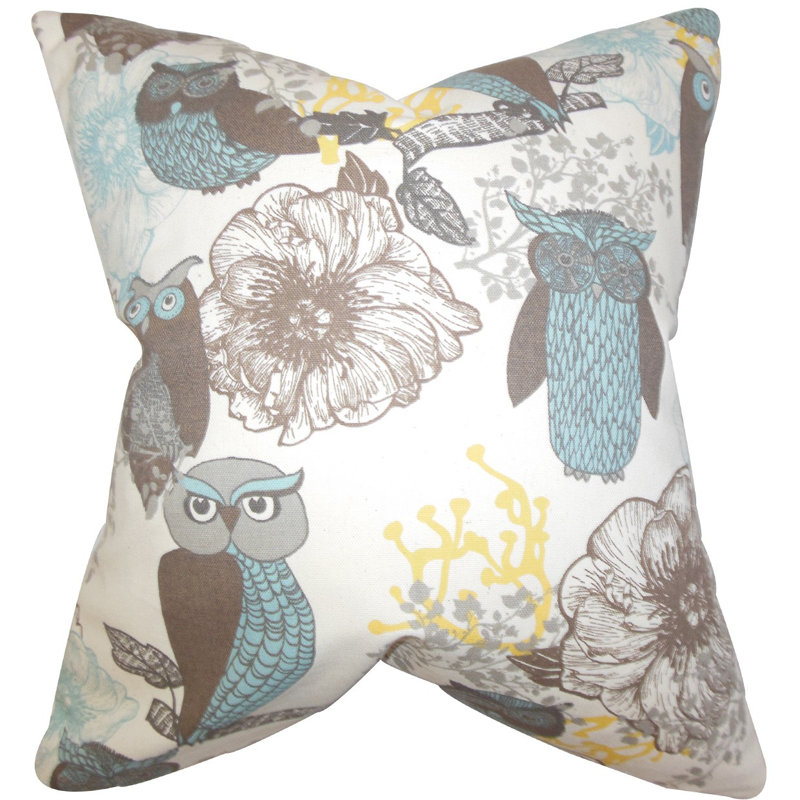 Coussin décoratif en coton floral bahaar, Gris, 18 po x 18 po