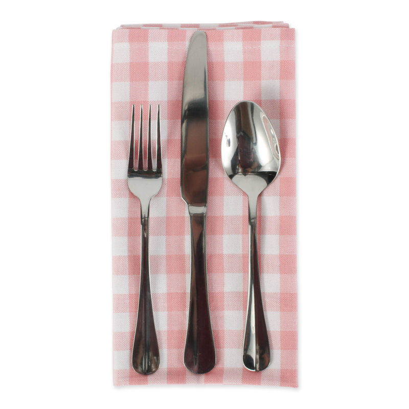 Serviette de table en coton 20 po Fairley Vichy, Rose / blanc