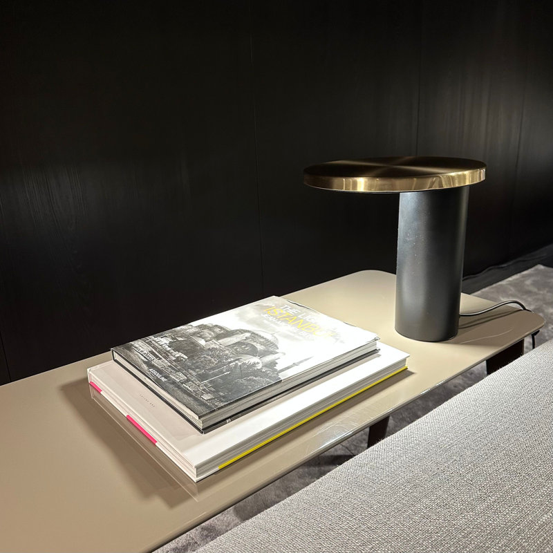 Cylinda LED Table Lamp, Matt Black/Satin Gold