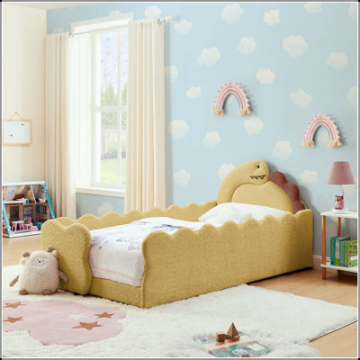 Twin Dinosaur-Shaped Bed with Safety Guardrails