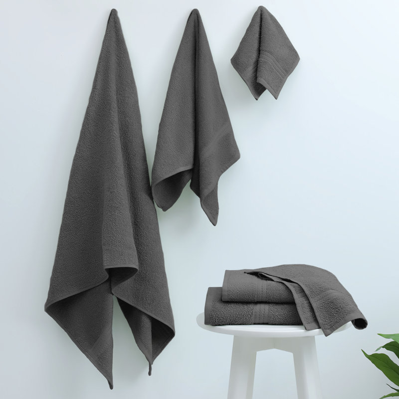 Martex Easy Living The Everyday Towel 6 Piece Set 6 - Piece 100% Cotton Multi-Size Set Guest Room Case Pack, Charcoal