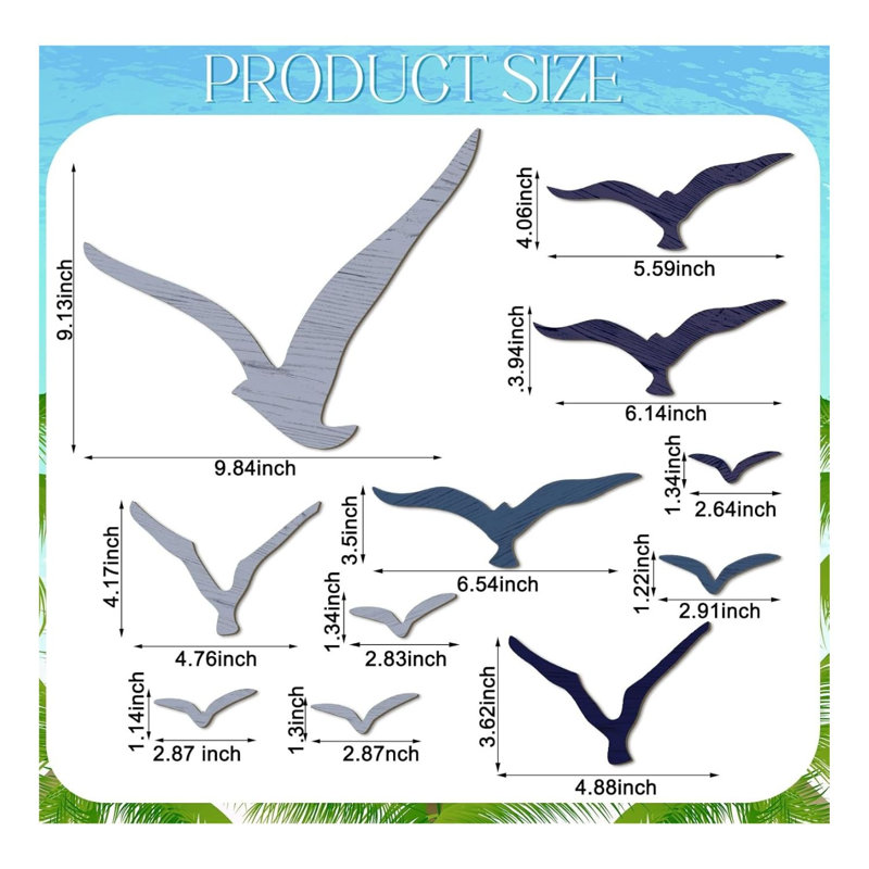 Blue Seagull Coastal Wall Decor Set