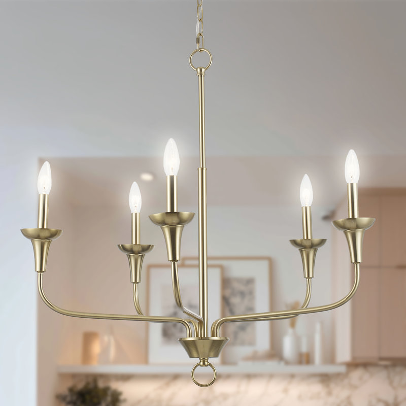 Lustre moderne à 5 lumières Capella, 5 lumières, Or antique