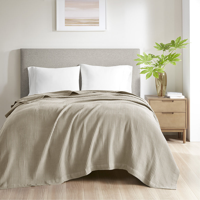 Couverture en coton, L 108 po x l 90 po, Kaki