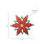 Poinsettias décoratifs rouges et verts pailletés avec pierres précieuses - Paquet de 12