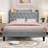 Velvet Tufted Upholstered Platform Bed with Charging Station (Light Gray, Full Size)-822808539-822808540