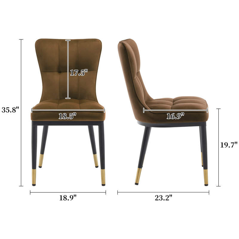 Velvet Upholstered Dining Chair, Camel