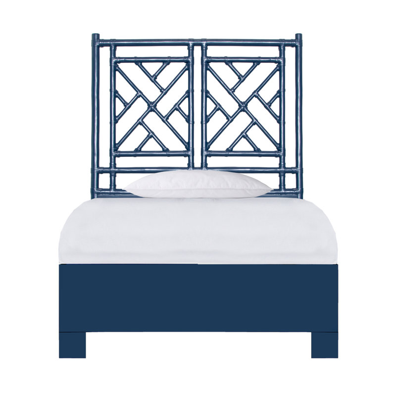Chippendale Open-Frame Bed, Twin, Navy Blue