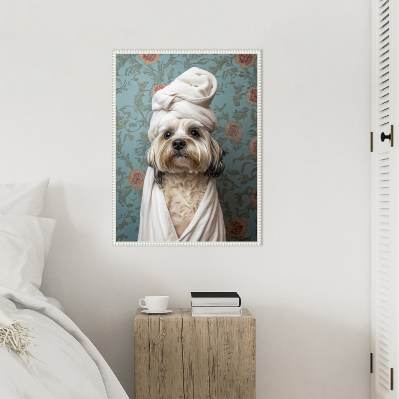 «Spa Day Pooch» par Keyshanna, reproduction d'art sur toile encadrée, H 30 po x l 23 po