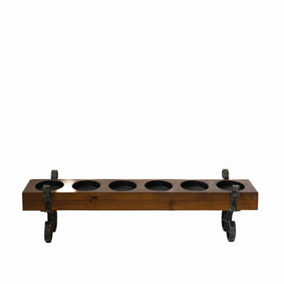 Porte-bougie en bois et métal