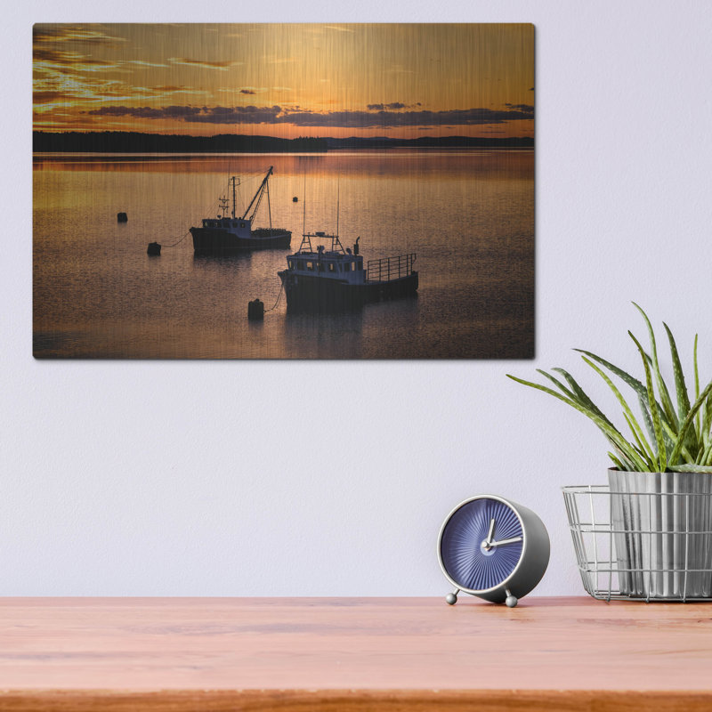 Mur en métal «Sunset At Anchor» par Rick Berk, H 12 po x l 16 po