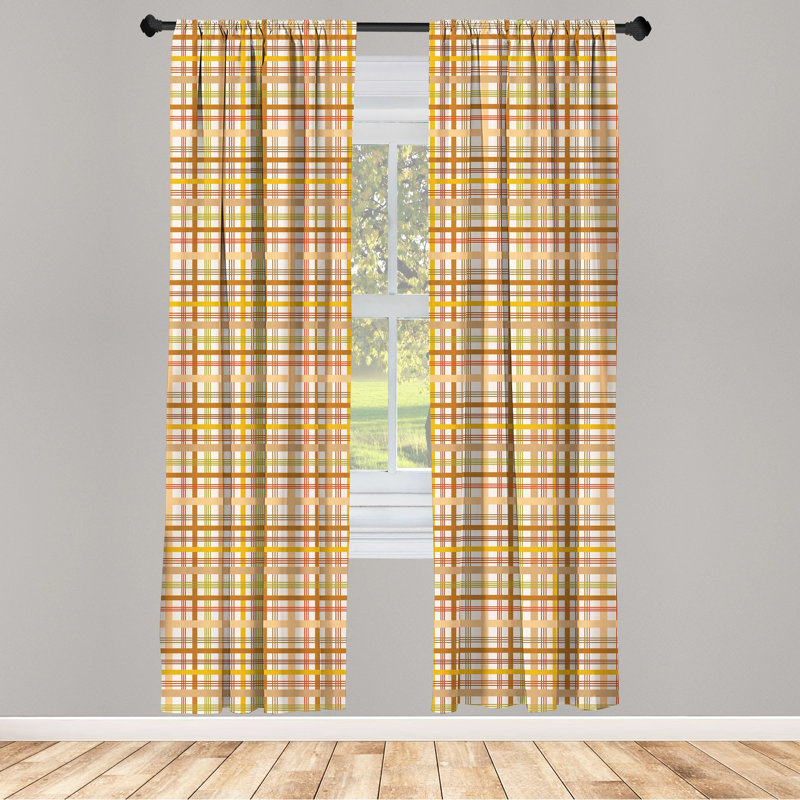 Plaid Semi-Sheer Rod Pocket Curtain Panels, 28" x 63"
