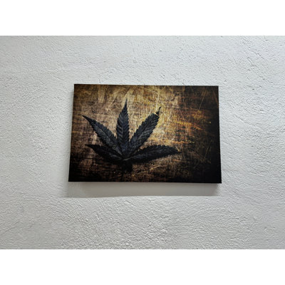 Œuvre d'art imprimée sur toile: feuille de grunge rétro, art en verre sur toile tendue 1P
