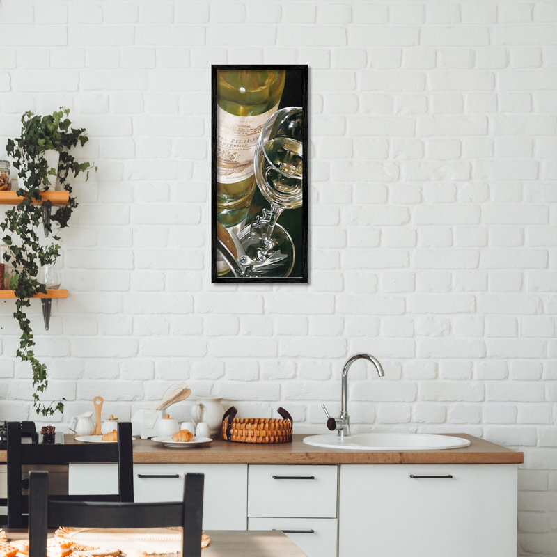 Giclée encadrée de vin blanc, design par Stefano Ferreri, H 24 po x l 10 po, Giclée encadrée noir minuit