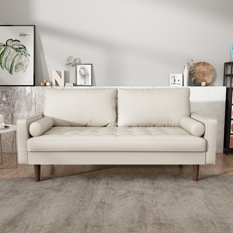 Valerian 70'' Faux Leather Sofa, White