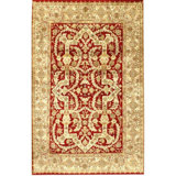 Luned Wool Oriental Area Rug in Red