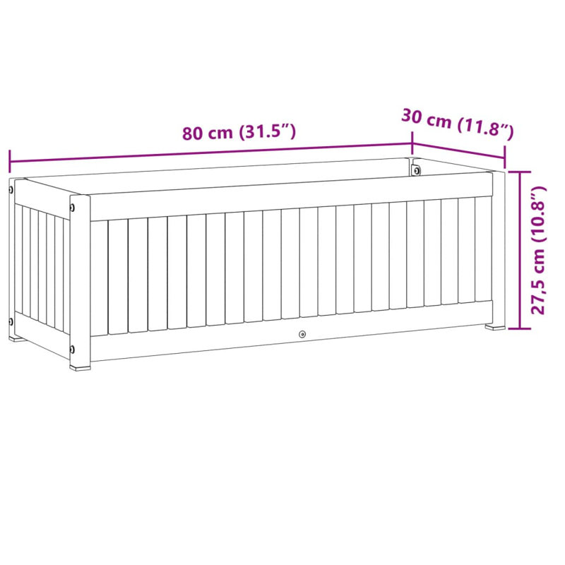 Garden Planter 30x27.5 Cm Steel, 27.5cmH x 80cmW x 30cmD