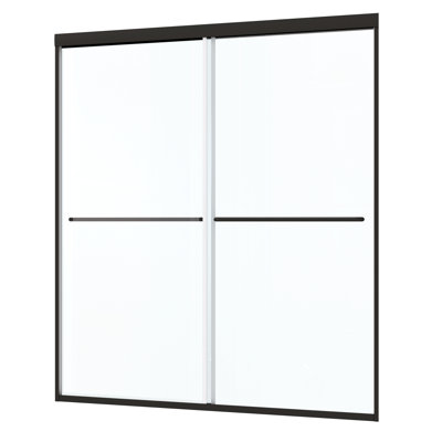 Bypass Shower Door, 50 - 54"X70", 1/4" Tempered Glass, Matte Black, Stainless Steel Handle, Explode Film, Leak-, Simple Installation Matt Glass With Nano Treatment, Leak, Easy