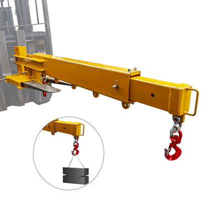 Forklift Jib Boom Crane, Forklift Mobile Crane 6000lbs/3t Capacity, Forklift Lifting Hoist With 2 Hooks, Forklift Boom Attachment Towing Handling Equipment.