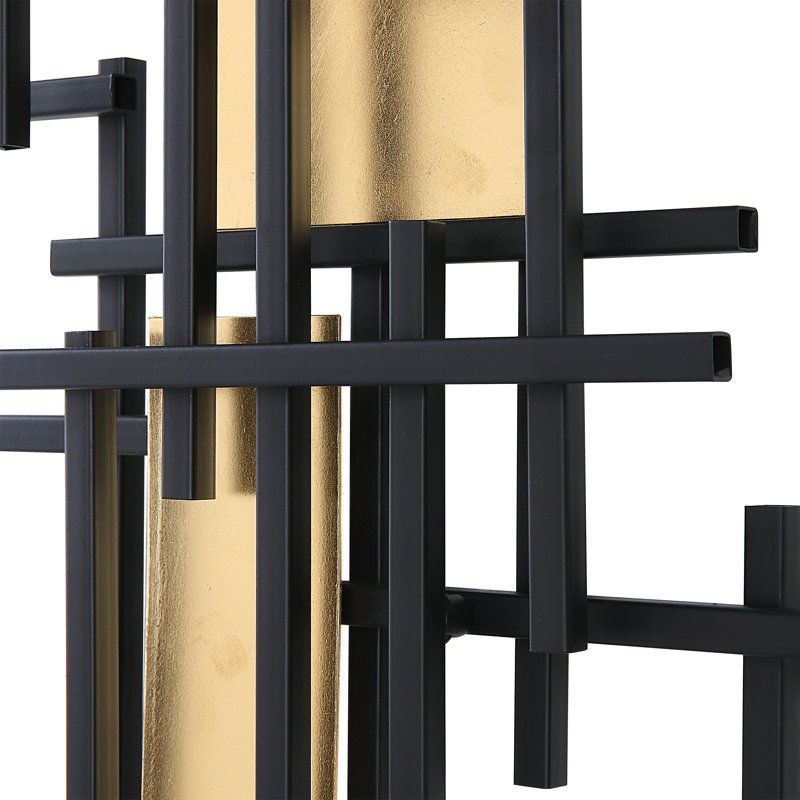 Elliptical Black and Gold Metal Wall Sculpture Set