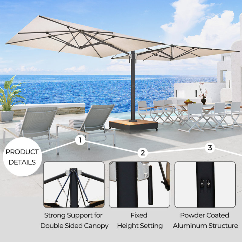 double sised patio umbrella LAUSAINT HOME Large Double-Sided Rectangle with LED Lig Lausaint Home large humanistic double Uforic 15FT Double-Sided Patio Umbrellas