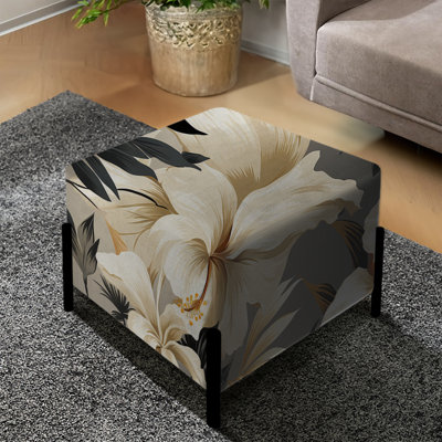 Miroir neutre à motif tropical I - repose-pieds carré tropical
