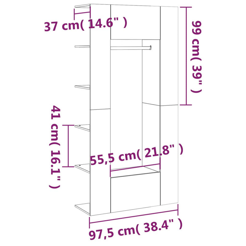 Lanikai 97.5cm Closet System, Grey