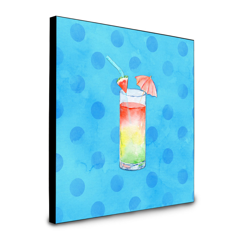 Umberella cocktailpolkadot, art encadré Anzio, bleu