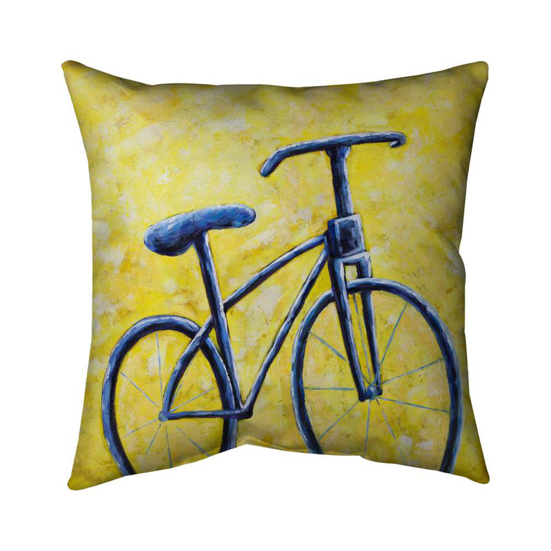 Blue bike abstract - 20"x20" Throw pillow cover - Poly twill - Print on demand