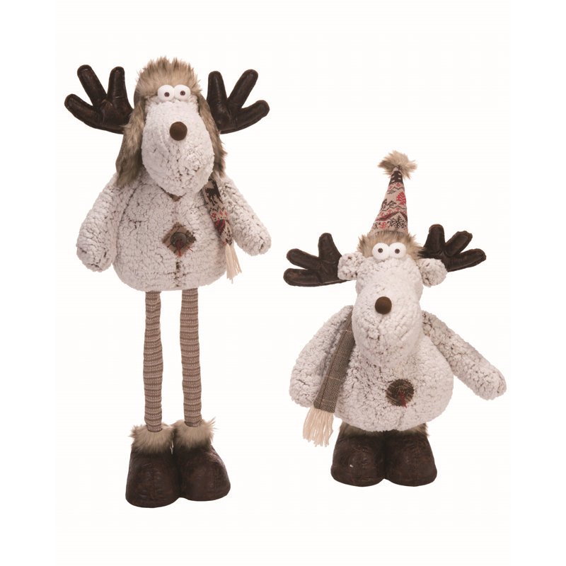 Ensemble de 2 décorations de Noël pour renne en peluche télescopique 