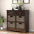 Rustic Storage Cabinet, 2 Drawers & 4 Rattan Baskets, Farmhouse Style-1423999894
